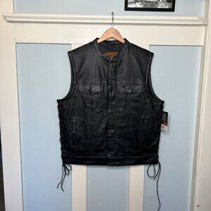NWT First Classics Black Leather Vest B